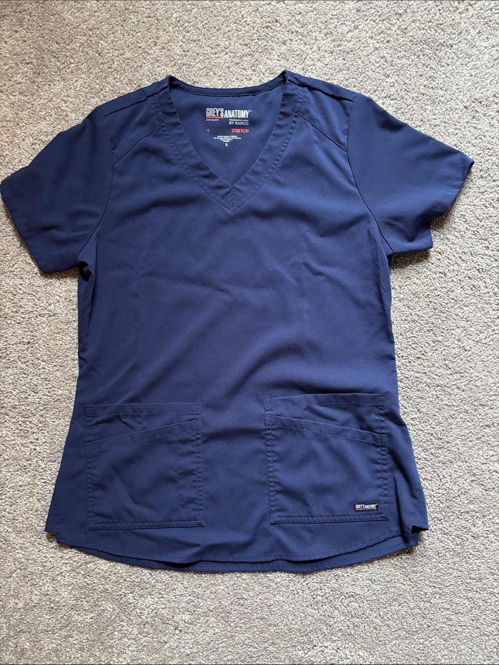 Grey's Anatomy Women’s Navy V-Neck Scrub Top (S)